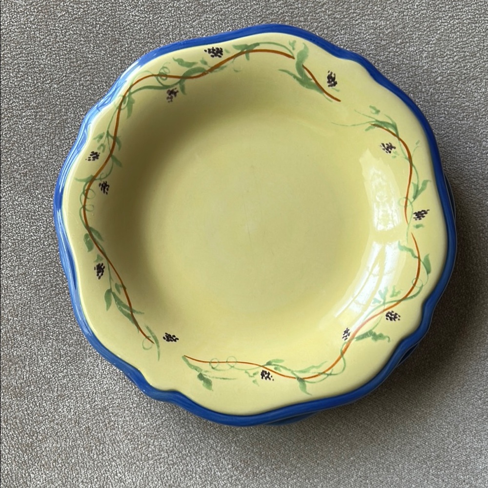 Set of 4 Blue and Yellow Floral  Plate